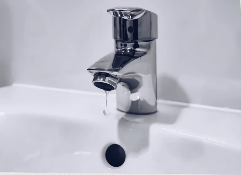 Stainless steel faucet over a sink