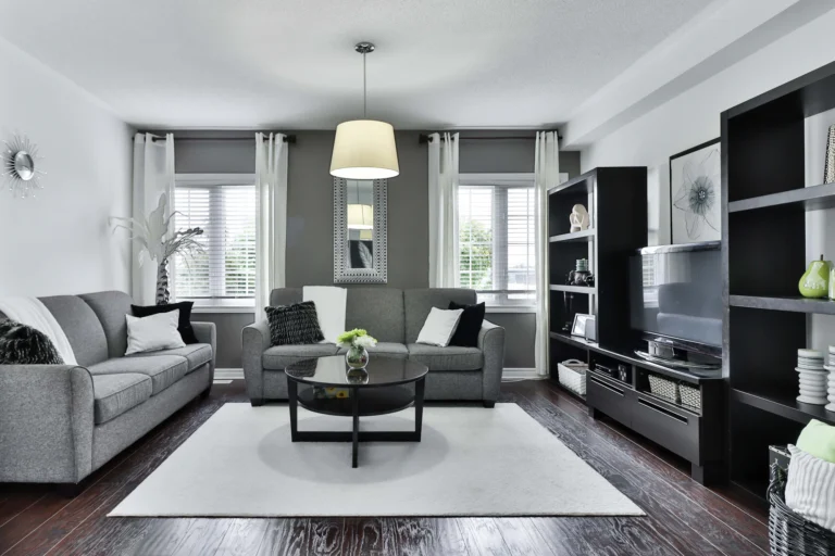 Bright living room with fresh neutral walls and white trim