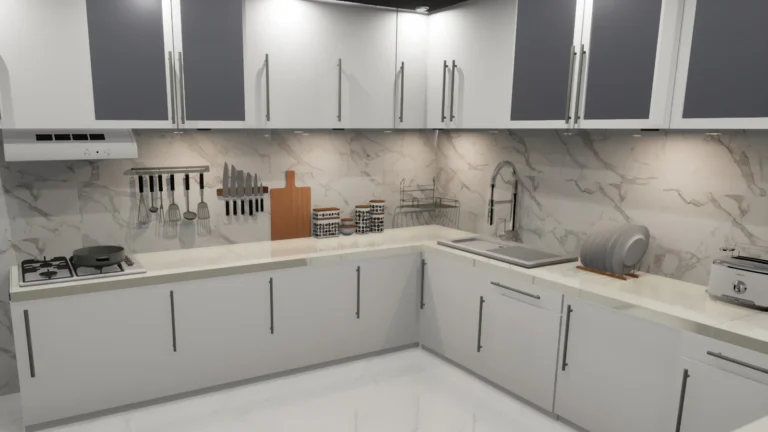 Inspiration: kitchen with white cabinets and marble countertops