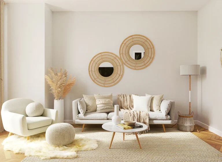 Inspiration: furnished living room with soft painted walls