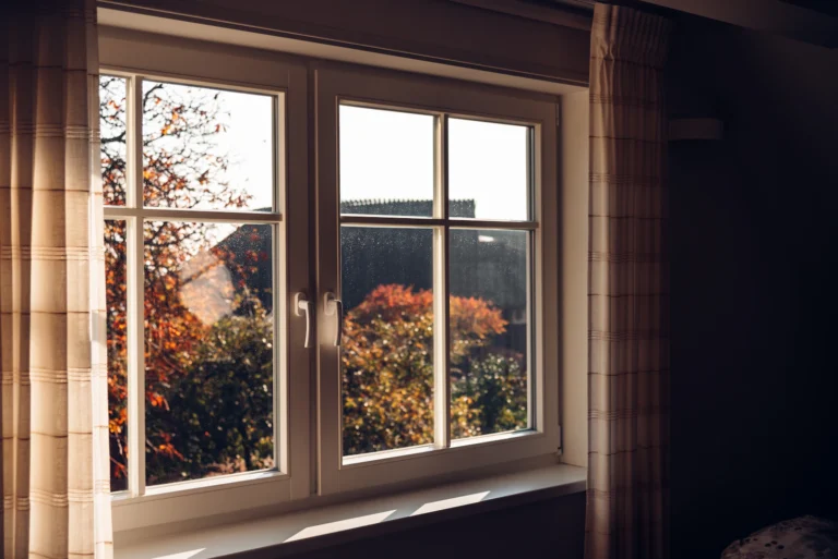 White-framed glass window